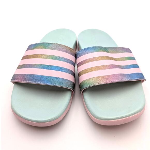 Adidas Adilette Comfort Sport Slide Sandals Kids Mint/Clear Pink Size US1 EU33 - Picture 2 of 12